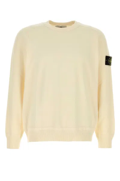 Stone Island Ribbed Crew-neck Cotton Sweater With Long Sleeves In Neutral