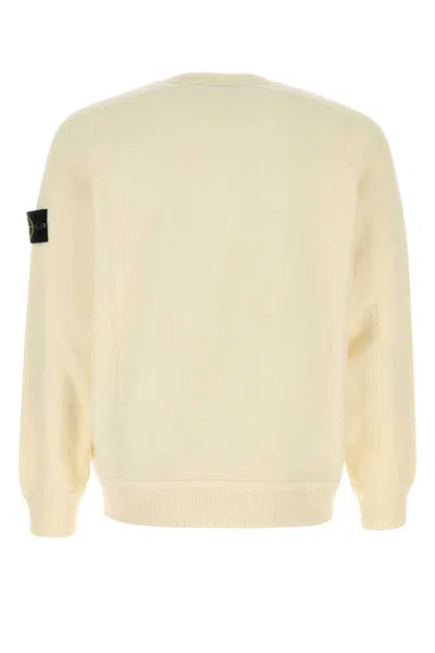 Stone Island Ribbed Crew-neck Cotton Sweater With Long Sleeves In Neutral