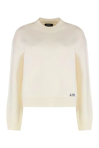 Apc Esther Virgin Wool Crew-neck Sweater In Neutral