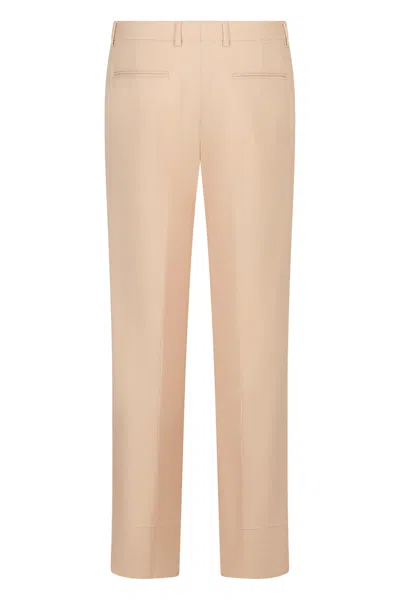 Valentino Tailored Trousers With Belt Loops And Cuffed Hem In Neutral