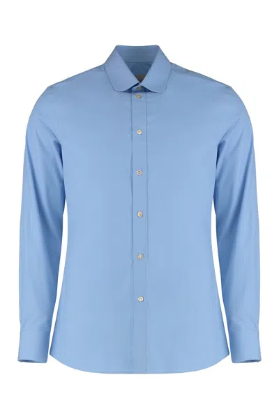Valentino Rounded-hem Cotton Shirt In Blue