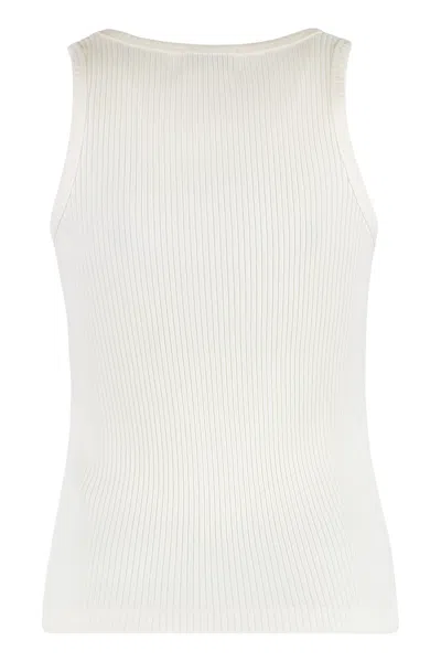 Ganni Ribbed Sleeveless Scoop Neck Tank Top