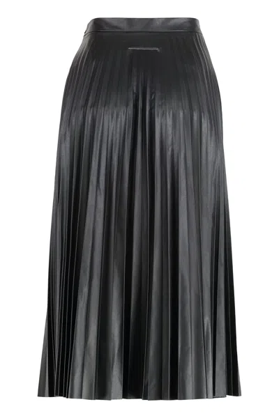 Mm6 Maison Margiela Pleated Faux Leather Midi Skirt