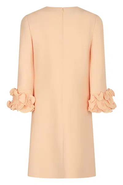 Valentino Wool And Silk Short Dress In Neutral