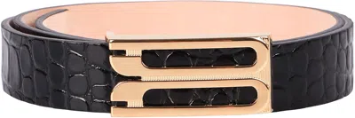Victoria Beckham Crocodile Effect Belts Gold-tone Buckle