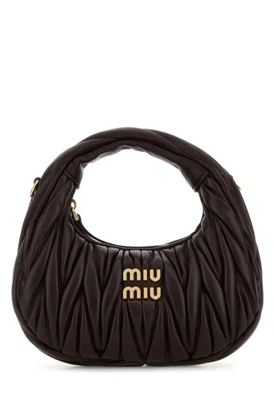 Miu Miu Chocolate Nappa Leather Mini Wander Handbag