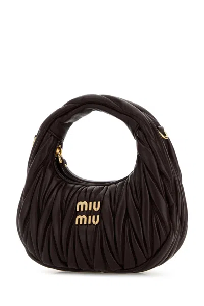 Miu Miu Chocolate Nappa Leather Mini Wander Handbag