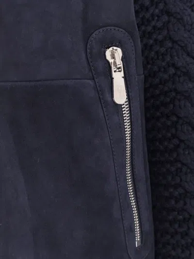 Brunello Cucinelli Sheepskin And Cashmere Padded Jacket In Blue