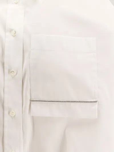 Brunello Cucinelli Women Cotton Blend Shirt With Monili Detail In White