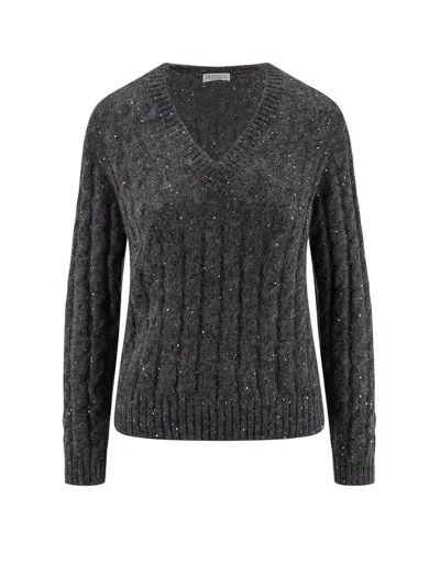 Brunello Cucinelli Wool Blend Sweater With All-over Sequins