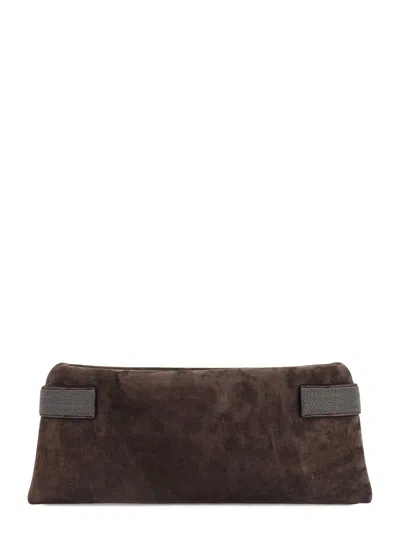 Brunello Cucinelli Suede Pochette With Monili Detail
