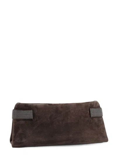 Brunello Cucinelli Suede Pochette With Monili Detail