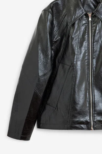 Séfr Shiny Black Zip-up Jacket In Eco-leather In Black