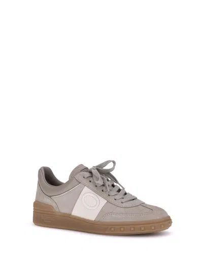 Valentino Studded Leather Low-top Sneakers In Gray