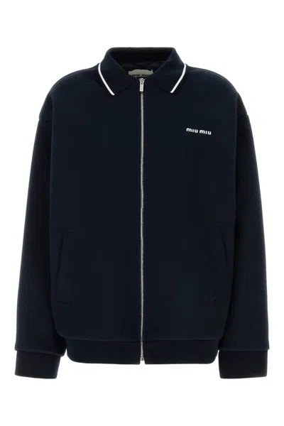 Miu Miu Piquet Jacket With Ribbed Cuffs And Hem