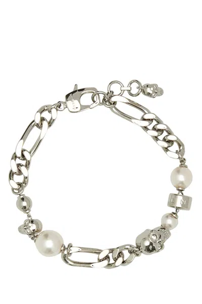 Alexander Mcqueen Link Chain Bracelets With Pearl And Skull