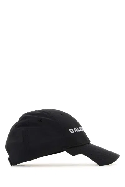 Balenciaga Black Stretch Polyester Baseball Cap In Black