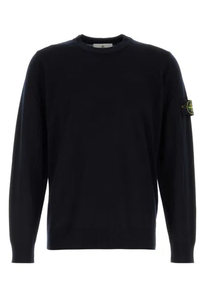Stone Island Midnight Blue Wool Blend Sweater In Black
