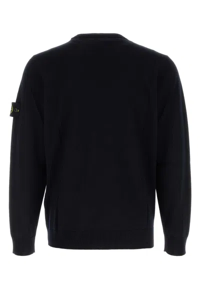Stone Island Midnight Blue Wool Blend Sweater In Black
