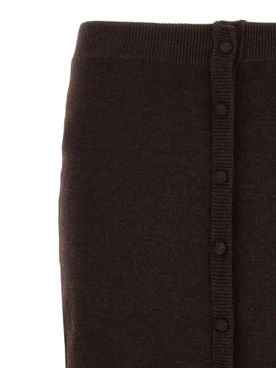 Victoria Beckham Wool Blend Button Detailing High Waist Skirt