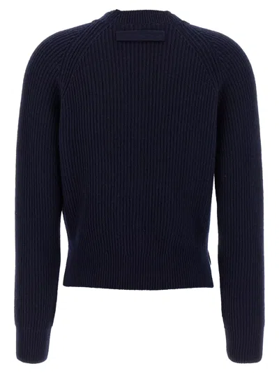 Victoria Beckham Navy Blue Stepped Hem Cardigan In Blue