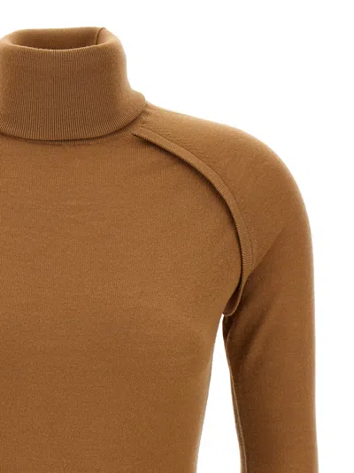 Victoria Beckham Women's Roll Neck Wool Jumper Sweater In Brown