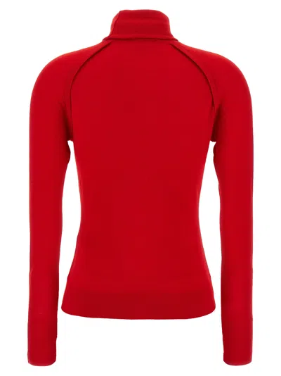 Victoria Beckham Turtleneck Raglan Long-sleeve Sweater In Red