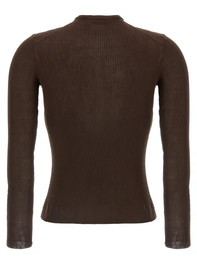 Magda Butrym Luxe Silk Knit Sweater In Brown