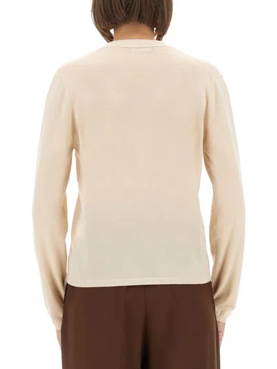 Fabiana Filippi Knitwear V-neckline Long Sleeves Ribbed Hem In Neutral