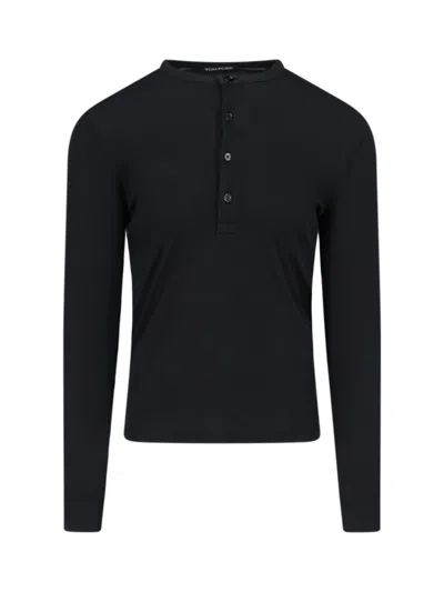 Tom Ford Henley T-shirt In Black