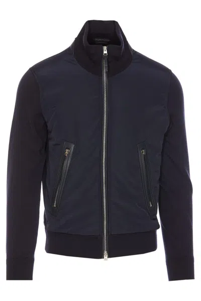 Tom Ford Contrast-color Paneled Jacket In Blue
