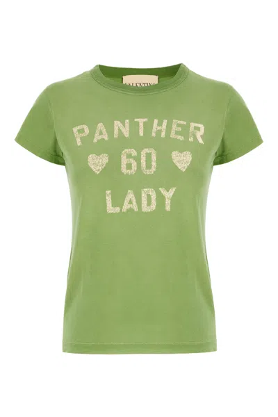 Valentino Playful Printed Cotton T-shirt With Bold Lettering In Green