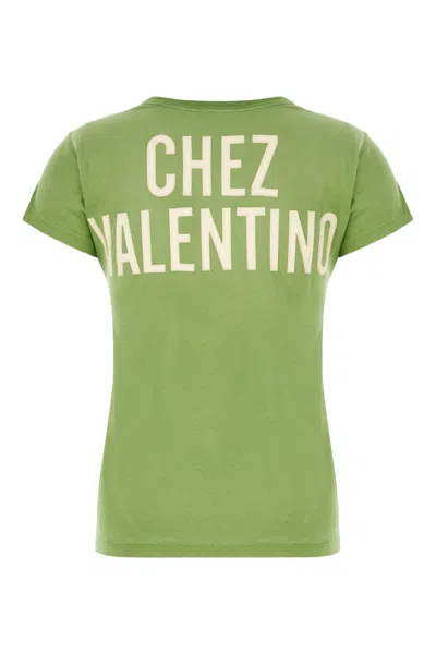 Valentino Playful Printed Cotton T-shirt With Bold Lettering In Green
