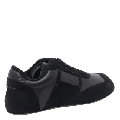 Mm6 Maison Margiela Black Leather And Suede Anatomic Sneakers