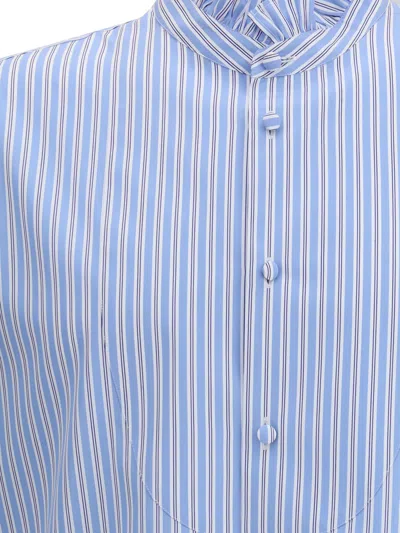 Valentino Garavani Cotton Striped Shirt With Button-down Collar In Blue