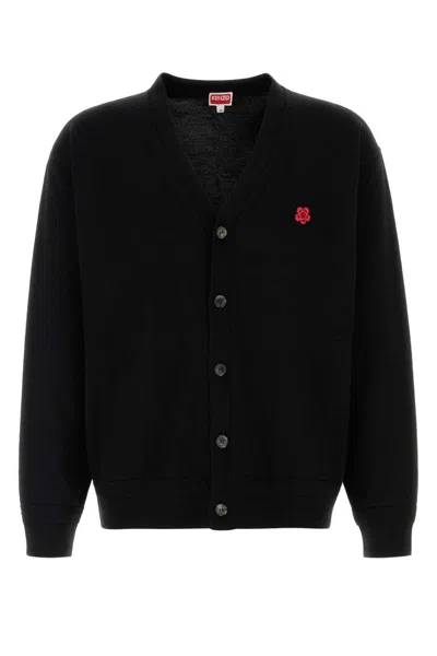 Kenzo V-neckline Cuffs And Hem In Ribbing In Black