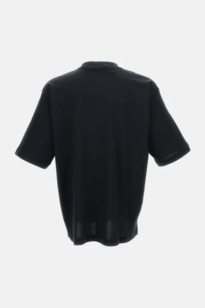 Marni Contemporary Black Cotton T-shirt With High Neckline In Black