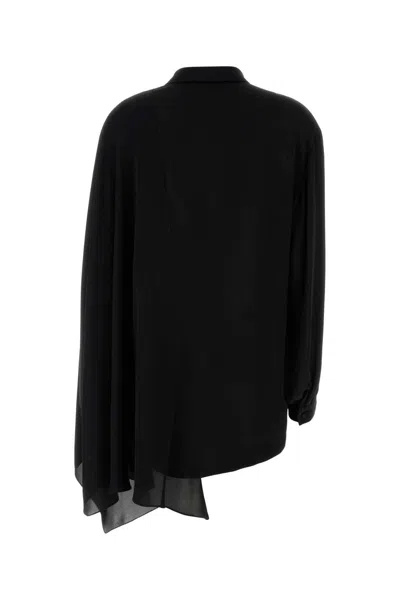Balenciaga Black Blouse With Pussybow Collar And Asymmetric Design In Silk Woman In Black