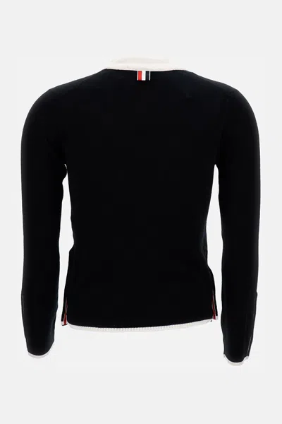 Thom Browne Side Buttoned Knit Cardigan In Black
