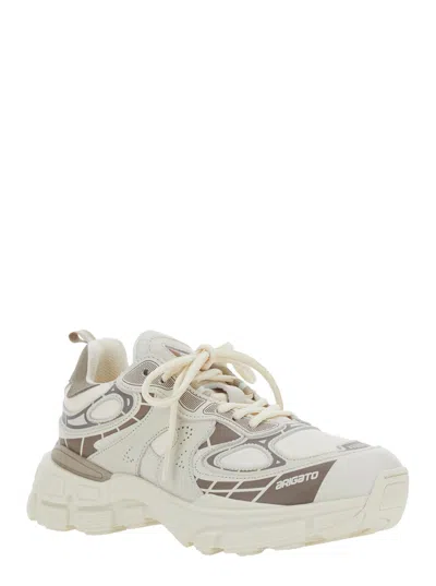 Axel Arigato Sphere Trip Running Beige Sneakers With Chunky Sole And Logo On Tongue In Leather And Fabric Blend W