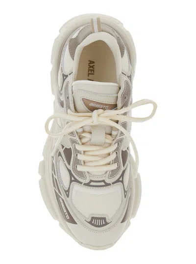 Axel Arigato Sphere Trip Running Beige Sneakers With Chunky Sole And Logo On Tongue In Leather And Fabric Blend W