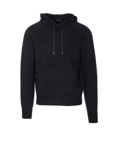 Tom Ford Men Seamless Cashmere Hoodie In Black