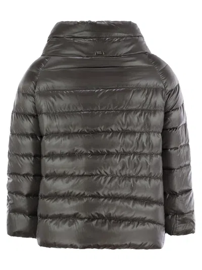Herno Mini Cape With Jewelled Sleeves In Gray