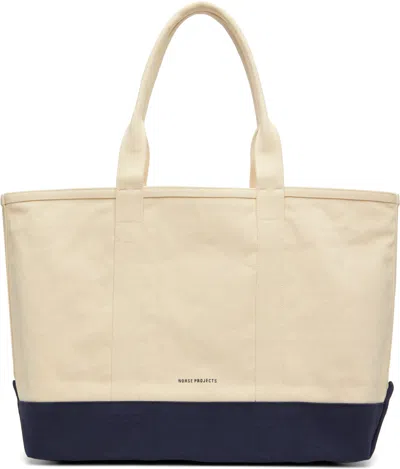 Norse Projects Off-white & Navy Stefan Cotton Canvas Tote