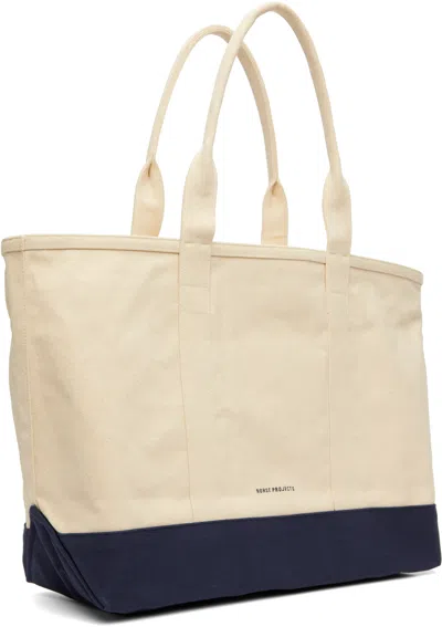 Norse Projects Off-white & Navy Stefan Cotton Canvas Tote