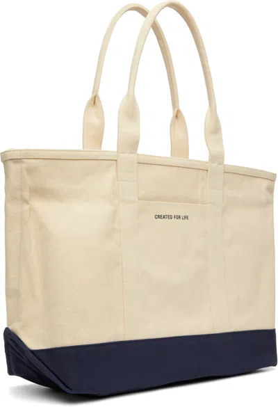 Norse Projects Off-white & Navy Stefan Cotton Canvas Tote