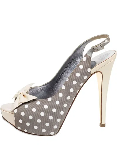 Pre-owned Gina  130m Polka-dot Sandals In Gray