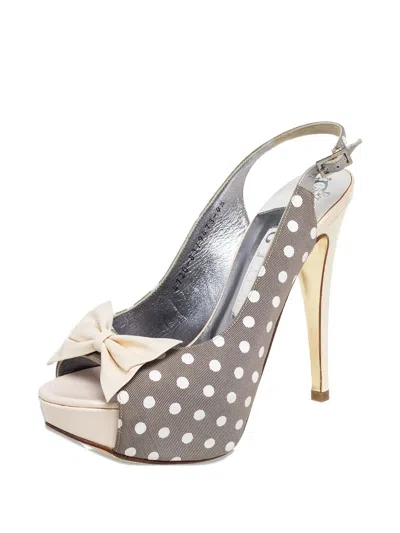 Pre-owned Gina  130m Polka-dot Sandals In Gray