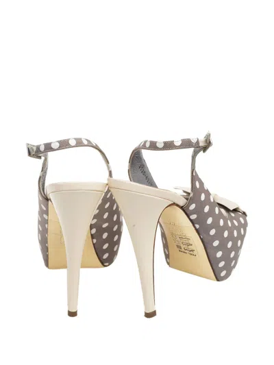 Pre-owned Gina  130m Polka-dot Sandals In Gray
