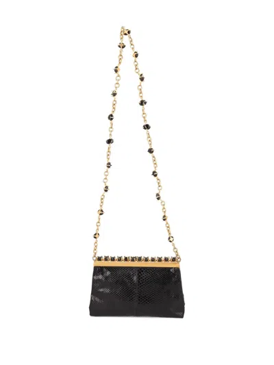 Pre-owned Valentino Garavani 2023 Python Jewel Clutch Bag In Black